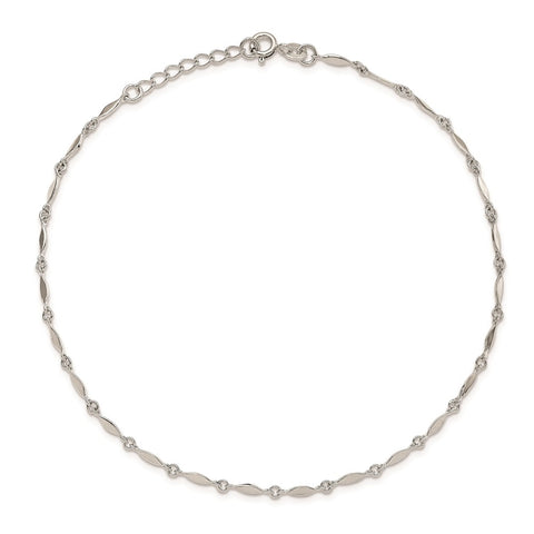 Sterling Silver 10in Plus1in ext. Anklet-WBC-QG3179-10