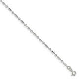 Sterling Silver 10in Plus1in ext. Anklet-WBC-QG3179-10