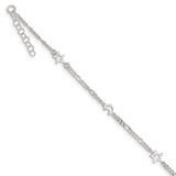 Sterling Silver Polished Moon and Star 9in Plus 1in Ext. Anklet-WBC-QG3183-9