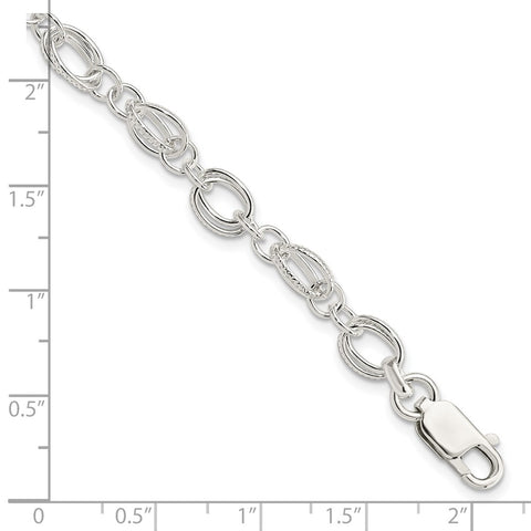 Sterling Silver Polished and Textured 5.5mm Fancy Bracelet-WBC-QG3246-7.5