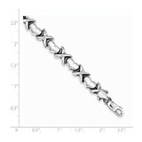 Sterling Silver Rhodium Polished and Brushed X's and Hearts Bracelet-WBC-QG3249-7.25
