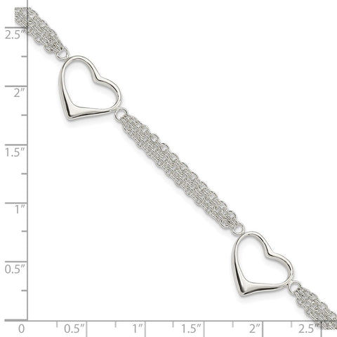 Sterling Silver Heart Bracelet-WBC-QG3268-7.5