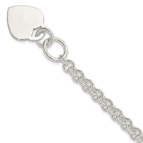 Sterling Silver Polished Engraveable Heart Bracelet-WBC-QG3275-7.5