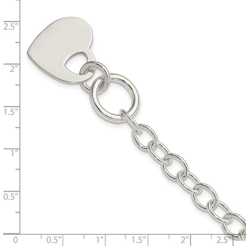 Sterling Silver Polished Engraveable Heart Bracelet-WBC-QG3279-8.5