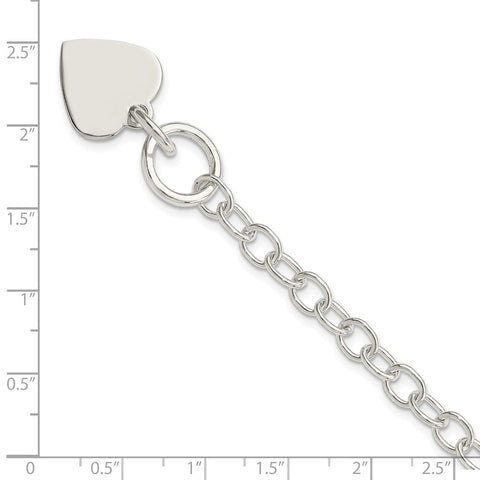 Sterling Silver Polished Engraveable Heart Charm Bracelet-WBC-QG3283-7.5
