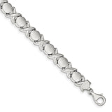 Sterling Silver Polished and Satin X and O Bracelet-WBC-QG3306-8