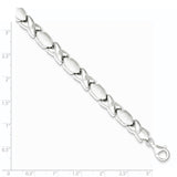 Sterling Silver Polished and Satin X and O Bracelet-WBC-QG3307-8