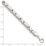 Sterling Silver Polished and Satin X and O Bracelet-WBC-QG3307-7