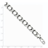 Sterling Silver Rhodium Polished and Brushed X and O Bracelet-WBC-QG3314-7.25