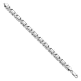 Sterling Silver Rhodium Polished and Brushed X and O Bracelet-WBC-QG3314-7.25