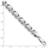 Sterling Silver Rhodium Polished and Brushed X and O Bracelet-WBC-QG3314-7.25