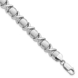 Sterling Silver Rhodium Polished and Brushed X and O Bracelet-WBC-QG3314-7.25