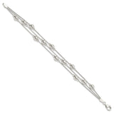 Sterling Silver Polished Bead Snake Chain Bracelet-WBC-QG3344-7.5