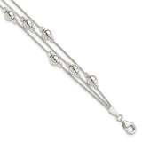 Sterling Silver Polished Bead Snake Chain Bracelet-WBC-QG3344-7.5