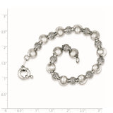 Sterling Silver Rhodium Plated Textured Bead Bracelet-WBC-QG3345-7.5