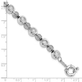 Sterling Silver Rhodium Plated Textured Bead Bracelet-WBC-QG3345-7.5