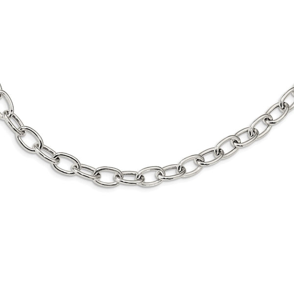 Sterling Silver Open Link Cable 8.50mm Necklace-WBC-QG3358-18