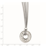 Sterling Silver Rhodium-plated Brushed & Polished 2 Strand Circle Necklace-WBC-QG3423-18