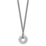 Sterling Silver Rhodium-plated Brushed & Polished 2 Strand Circle Necklace-WBC-QG3423-18