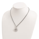 Sterling Silver Rhodium-plated Brushed & Polished 2 Strand Circle Necklace-WBC-QG3423-18