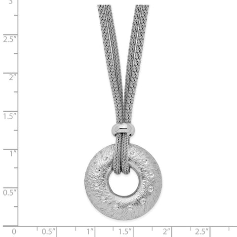 Sterling Silver Rhodium-plated Brushed & Polished 2 Strand Circle Necklace-WBC-QG3423-18