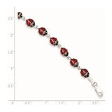 Sterling Silver Rhodium Polished Enameled Lady Bug Bracelet-WBC-QG3443-7