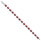 Sterling Silver Rhodium Polished Enameled Lady Bug Bracelet-WBC-QG3443-7