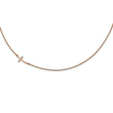 Sterling Silver Rose Gold-plated Small Off-Set Sideways Curved Cross Neckla-WBC-QG3465P-19