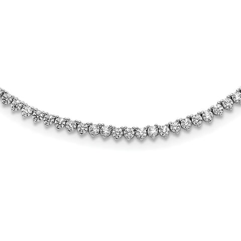 Sterling Silver Rhodium Plated CZ 24in Necklace-WBC-QG3483-24