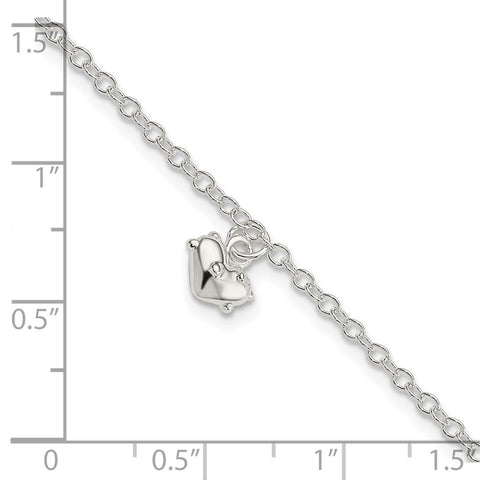Sterling Silver Children's Polished Heart 5.5in Plus 1.5in ext. Bracelet-WBC-QG3504-5.5
