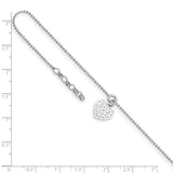 Sterling Silver Rhodium-plated Heart Charm 10in Plus .5in Ext  Anklet-WBC-QG3550-10