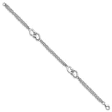 Sterling Silver Rhodium-plated Hearts Double Chain Bracelet-WBC-QG3605-7