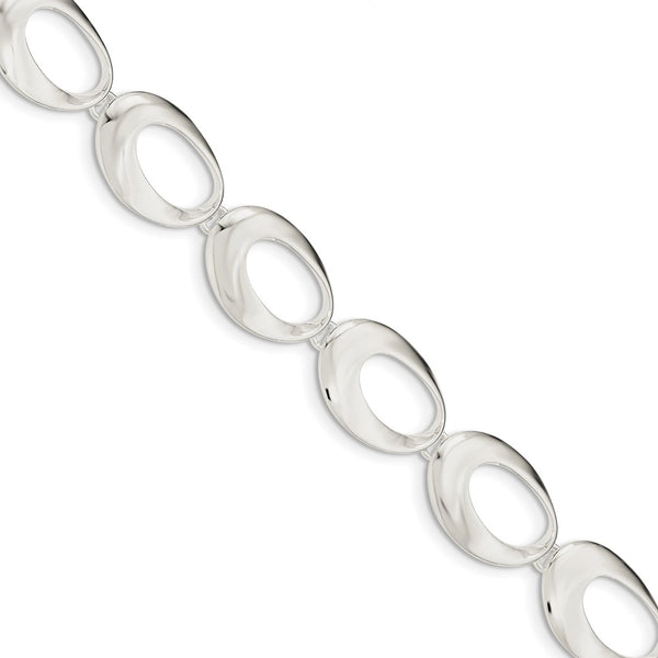 Sterling Silver Polished Link Bracelet-WBC-QG3618-7.75