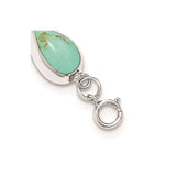 Sterling Silver Rhodium-plated Teardrop Synthetic Turquoise Bracelet-WBC-QG3641-7.75