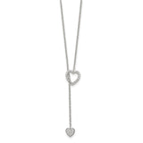 Sterling Silver Polished Adjustable Heart with CZ Necklace-WBC-QG3669