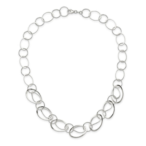 Sterling Silver Polished Fancy Circle 18in Necklace-WBC-QG3743-18