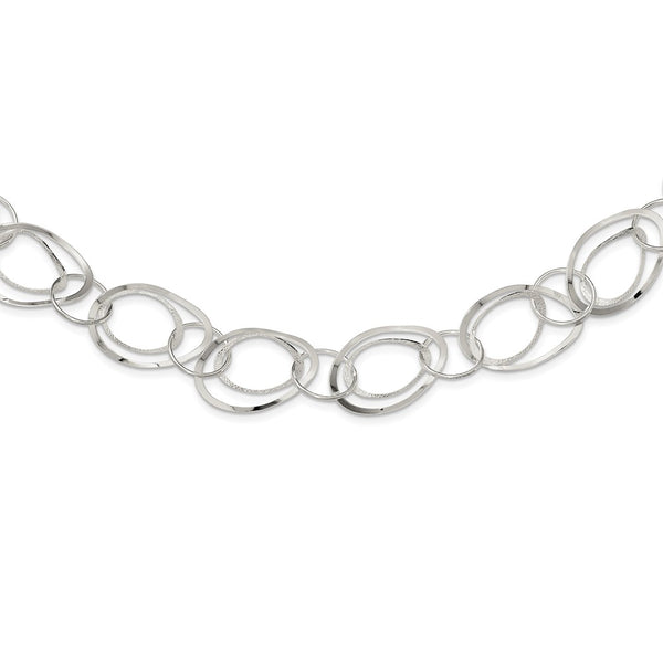 Sterling Silver Polished Fancy Circle 18in Necklace-WBC-QG3743-18