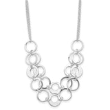 Sterling Silver Textured 2 Strand Circles w/2 in ext Necklace-WBC-QG3745-17