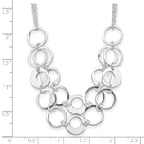 Sterling Silver Textured 2 Strand Circles w/2 in ext Necklace-WBC-QG3745-17