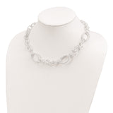 Sterling Silver Polished And Diamond-Cut Link Necklace-WBC-QG3746-19