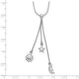 Sterling Silver Rhodium-plated Fancy Chain Sun/Moon/Star Necklace-WBC-QG3799-18