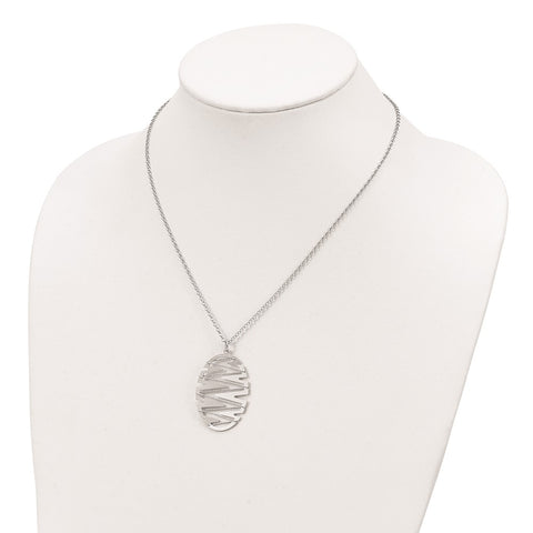 Sterling Silver Rhodium-plated Satin D/C Necklace-WBC-QG3806-18