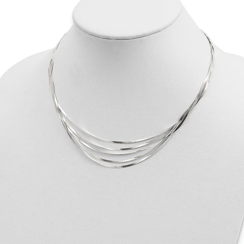 Sterling Silver 5-Strand Herringbone Chain w/2in ext Necklace-WBC-QG3869-17