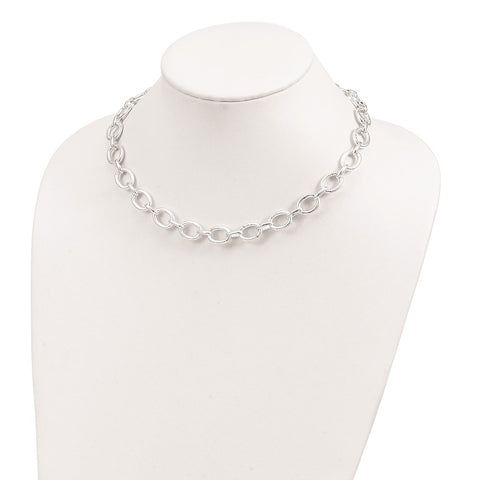 Sterling Silver Polished Fancy Link Necklace-WBC-QG3892-18