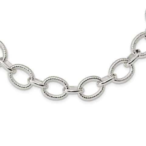 Sterling Silver Polished Fancy Link Necklace-WBC-QG3892-18