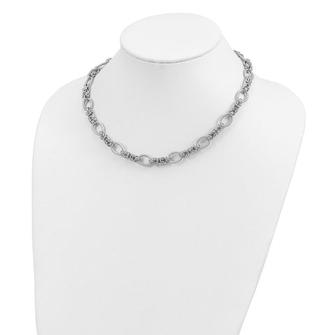 Sterling Silver Rhodium-plated Polished and Textured Necklace-WBC-QG3893-18