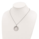 Sterling Silver Rhodium-plated D/C Multi-Circles w/2in ext Necklace-WBC-QG3895-18