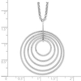 Sterling Silver Rhodium-plated D/C Multi-Circles w/2in ext Necklace-WBC-QG3895-18