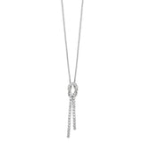 Sterling Silver Rhodium-plated CZ Knotted Snake Chain Necklace-WBC-QG3898-18