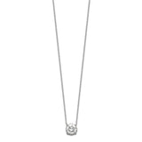 Sterling Silver Rhodium-plated 7mm CZ Necklace-WBC-QG4001-18